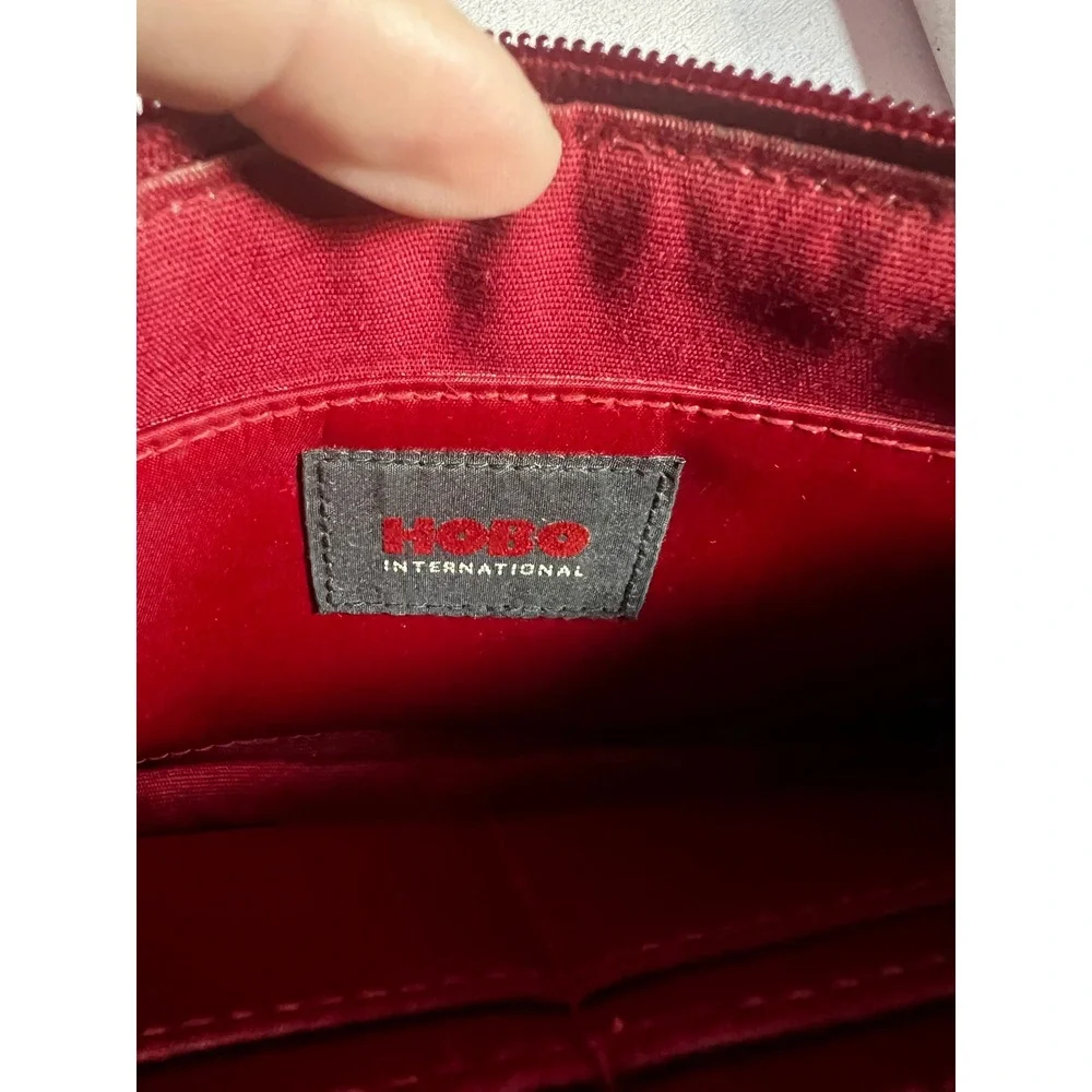 90s Y2K HOBO Red Leather Crossbody Bag Minimalist Small Shoulder Purse Zip